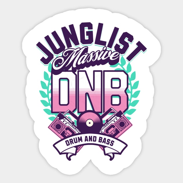 DNB - Junglist Massive (purple/pink/teal) Sticker by DISCOTHREADZ 